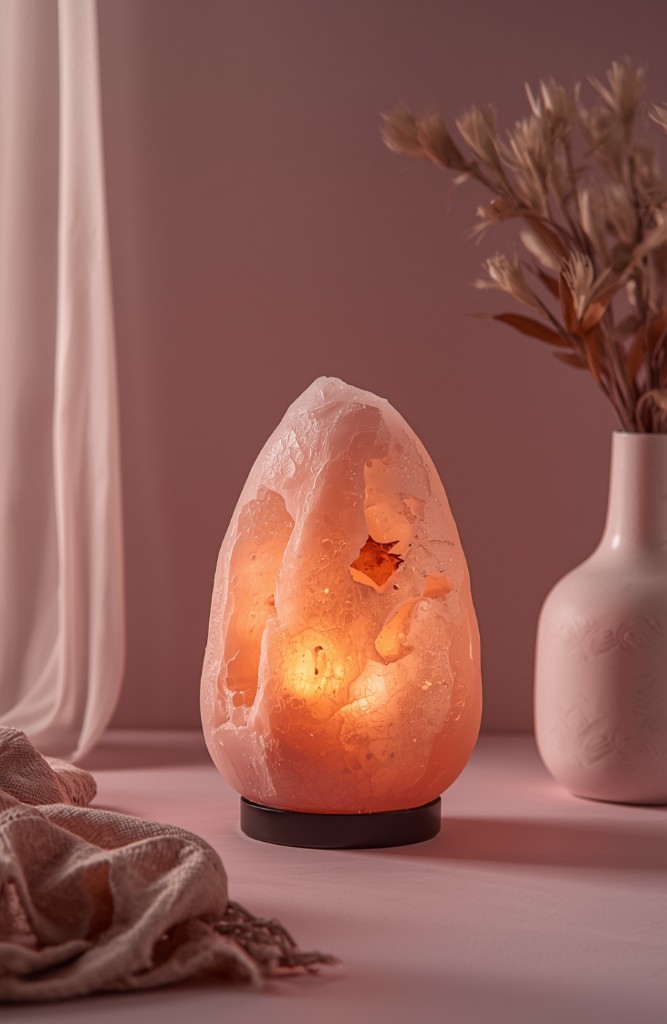 Handcrafted Himalayan salt lamp with warm amber glow